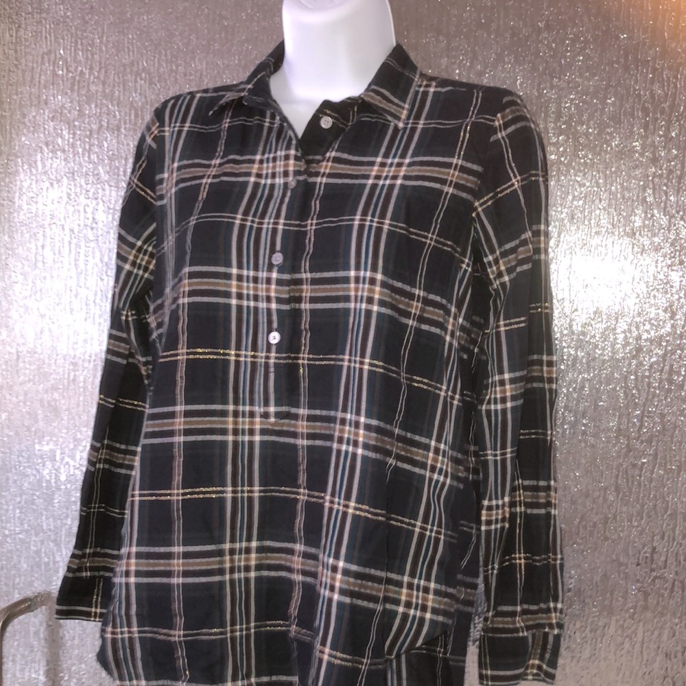 Ann Taylor Loft half button front shirt/blouse XS